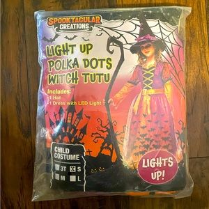 Light up polka dots witch costume. Never Worn. Size 5T-6T.